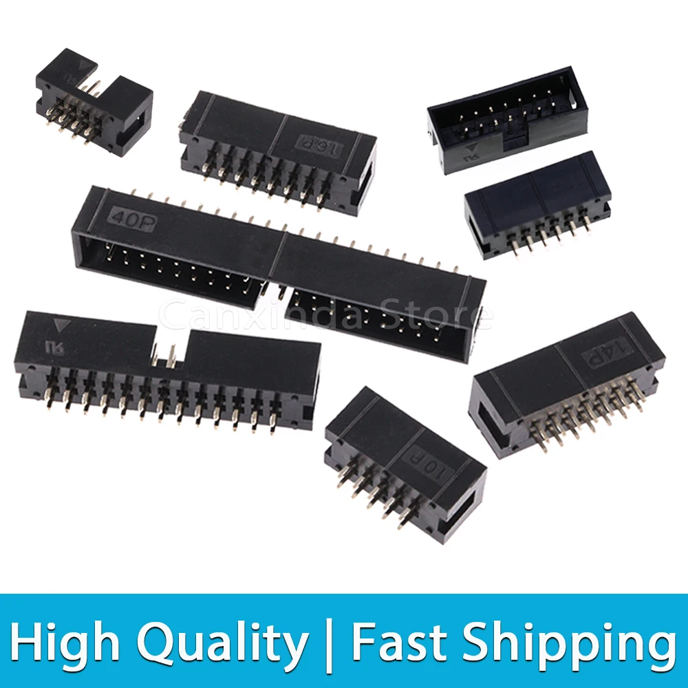 10 قطعة 2.54 مللي متر الملعب DC3 IDC صندوق رأس 6 8 10 14 16 20 26 30 34 40 50 64 دبوس DIP صف مزدوج مستقيم ذكر موصل مقبس #2