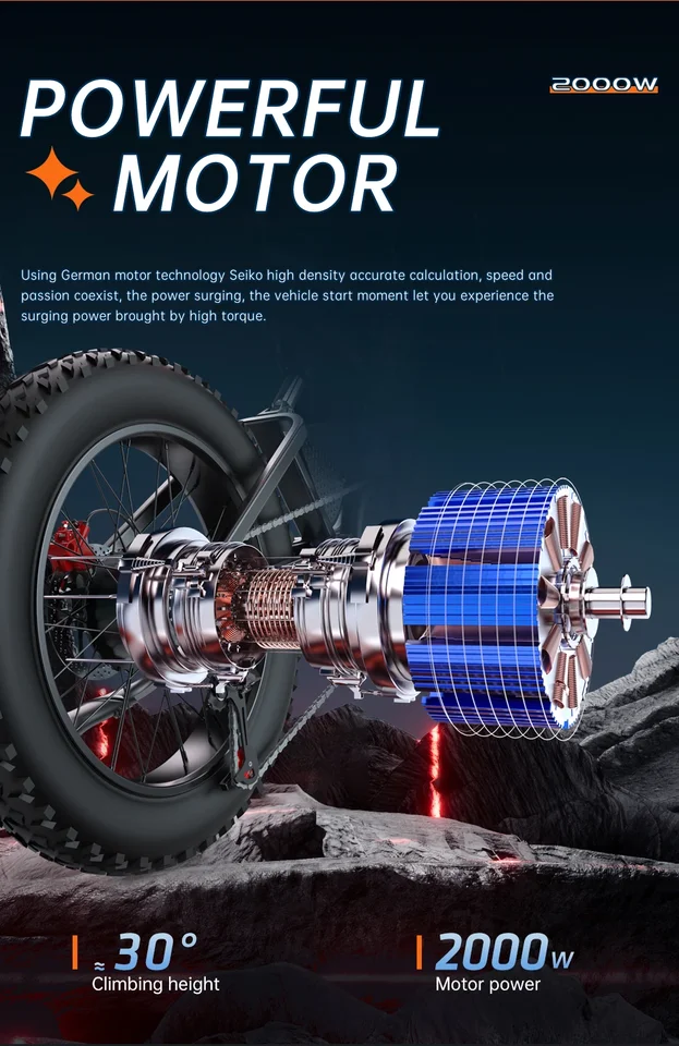 Electric Motorcycle X20 Adult Electric Bicycle 48V35AH Lithium Battery Mountain Ebike 20Inch Road E-Bike Moped Electric Bike image 3
