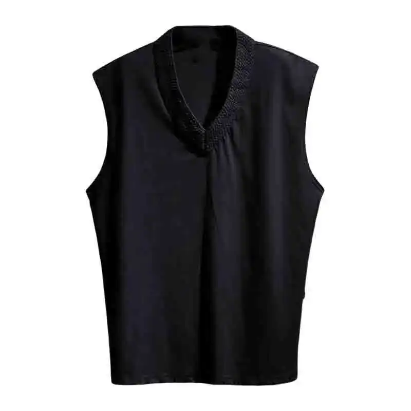 Ao V-Neck Loose Trend Color New T-Shirt Cotton Men's Sleeveless Contrast With Summer Youth Thin Cool