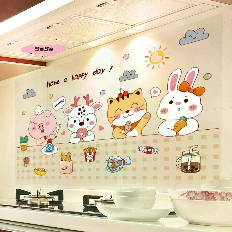 Kitchen Self Adhesive Oil-proof Wall Stickers High-temperature And Oil Smoke Resistant Tiles Sticker Proof Waterproof Wallpaper