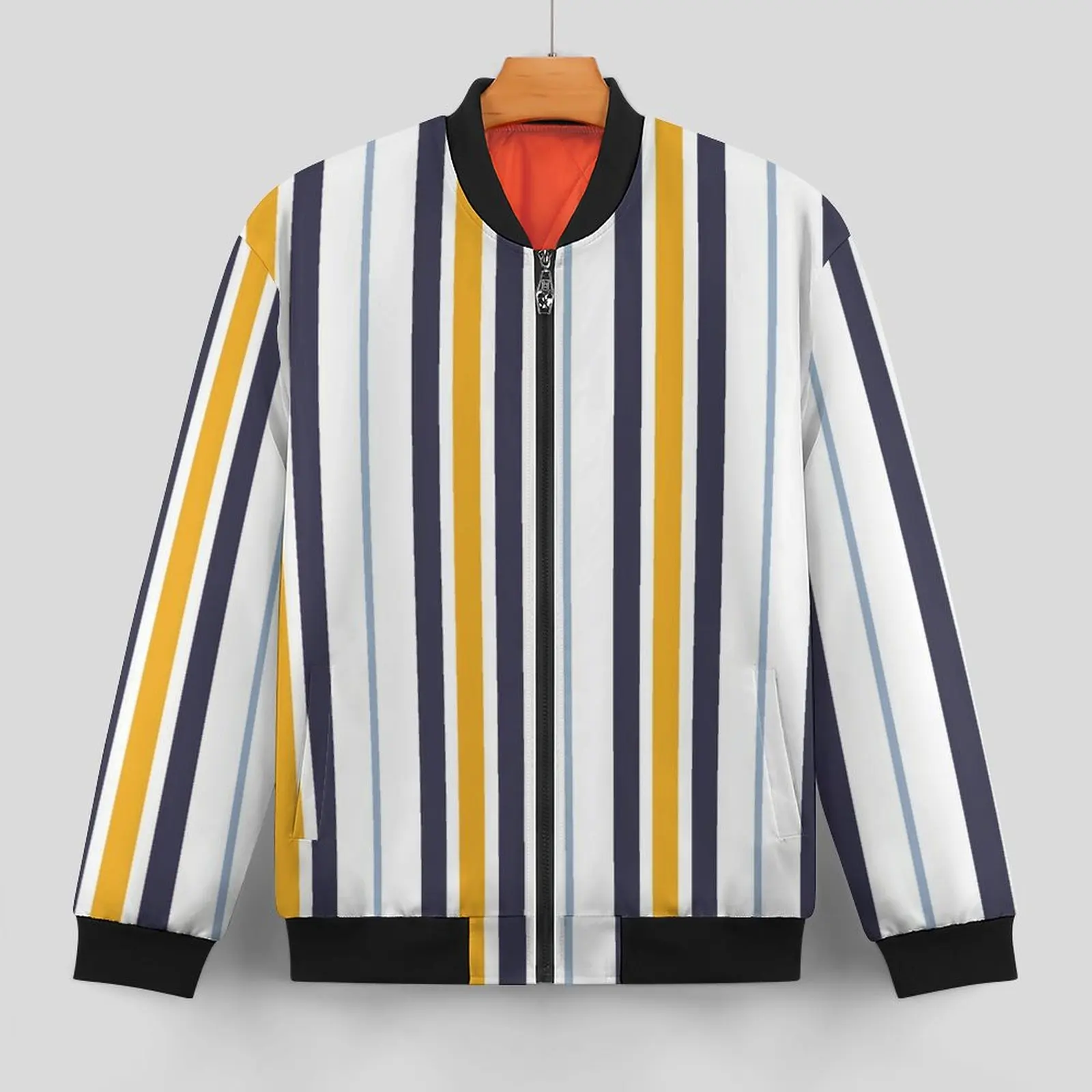 Vertical Stripes Print Casual Jackets Geometric Waterproof Windbreakers Men Design Coats Winter Retro Loose Jacket Plus Size 6XL