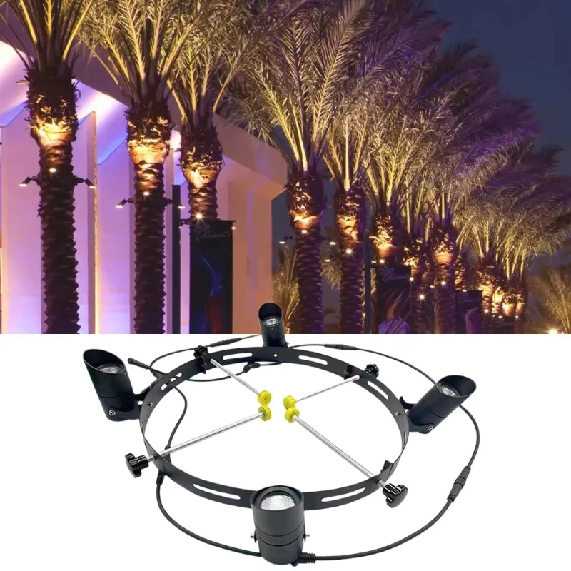 Adjustable diameter hoop light outdoor led light for tree lighting landscape park palm tree hug light waterproof spotlight