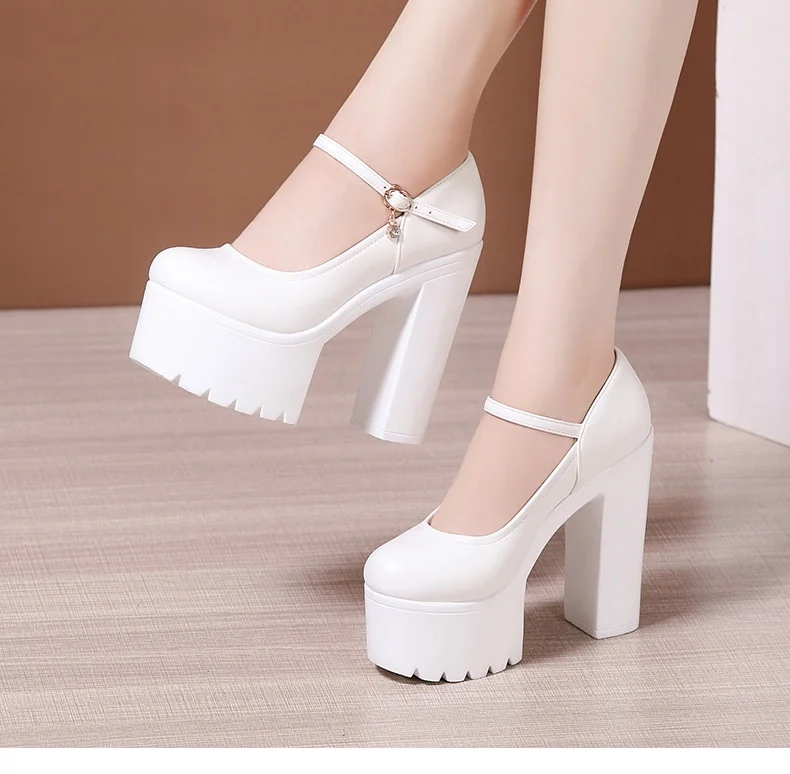 15cm Small Size 32-43 Fashion Red Silver White Wedding Shoes Women Pumps 2026 Fall Block High Heels Shoes Platform Model Partry