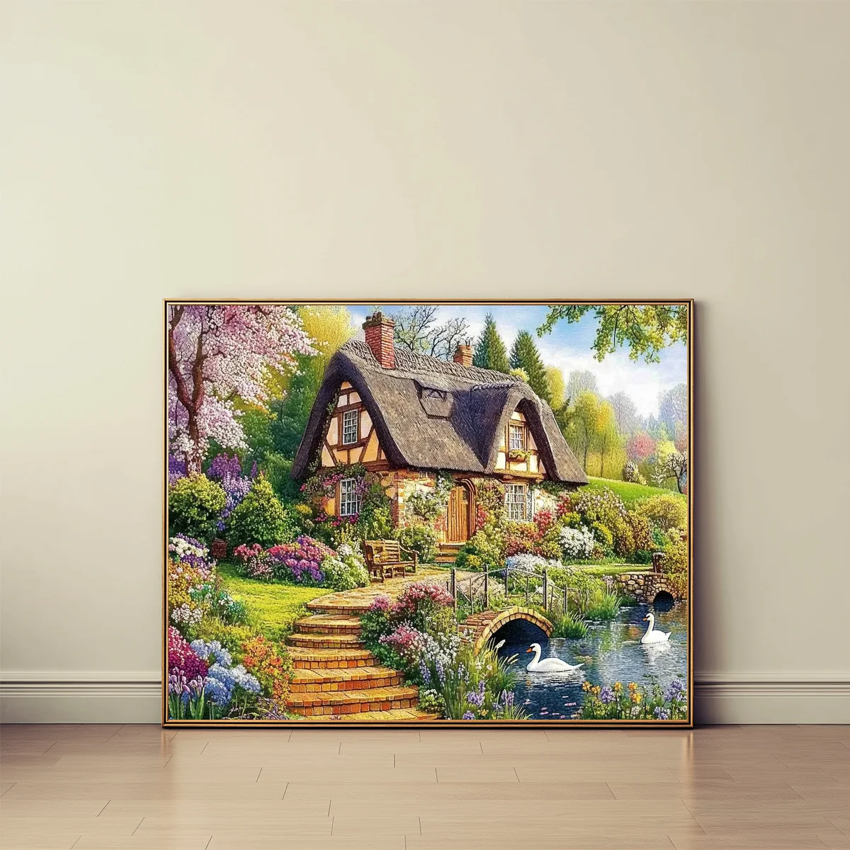 1 Stück 40x50cm/15,7x19,69 Zoll, 11Ct/14Ct Kreuzstich-Set, DIY Valentinstagsgeschenk, Stickerei-Set für Festivals, Gartenhäuser – Detail 3