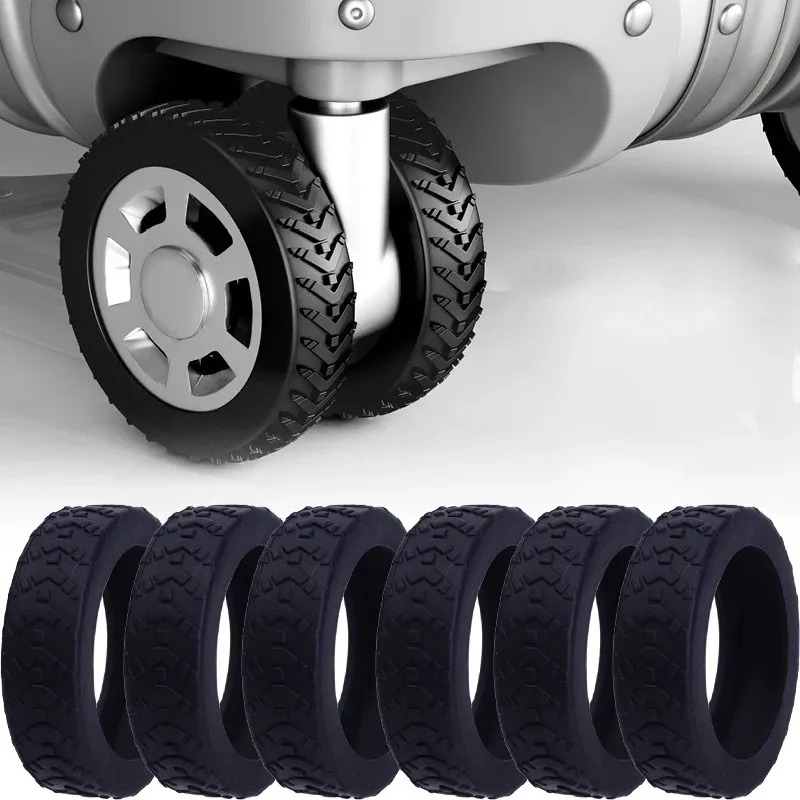 24/4pcs Colorful Travel Luggage Wheels Cover Thicken Silicone Luggage Wheel Protector Reduce Noise Roller Protective Sleeves