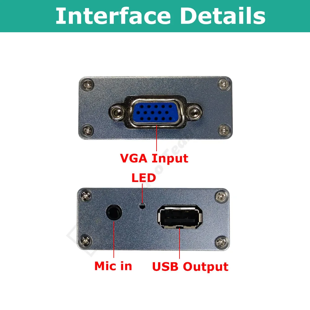 VGA to USB Capture Card VGA Grabber 1080P Video Capture Adapter for PC Monitor