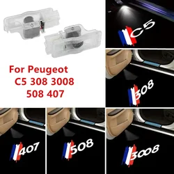 2pcs Led Car Door Welcome Light HD Laser Projector For Peugeot 308 3008 408 4008 508 5008 RCZ Ghost Shadow Lamps Car Accessories