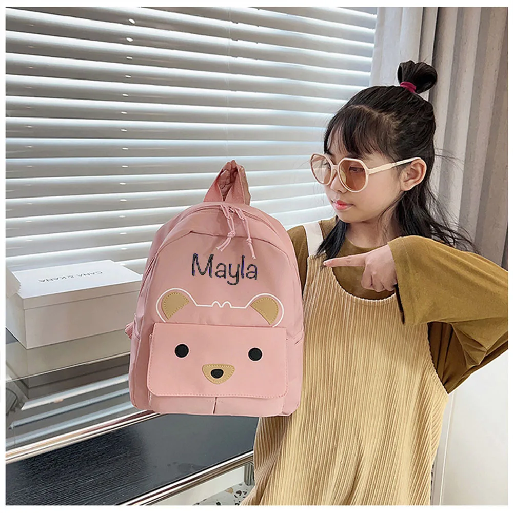 

Personalized Customized New Solid Color Cartoon Children's Bag Embroidered 2024 Large Capacity Multi functional Children's Bag