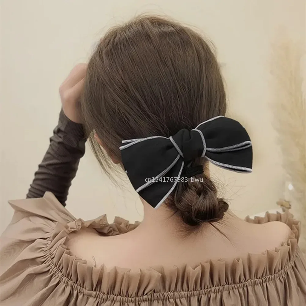 Imitation Bowknot Hair Clips For Women Hairpin Top Head Hairpin Ponytail Barrettes Elegant Bows Hair Accessoires Soild Headwear