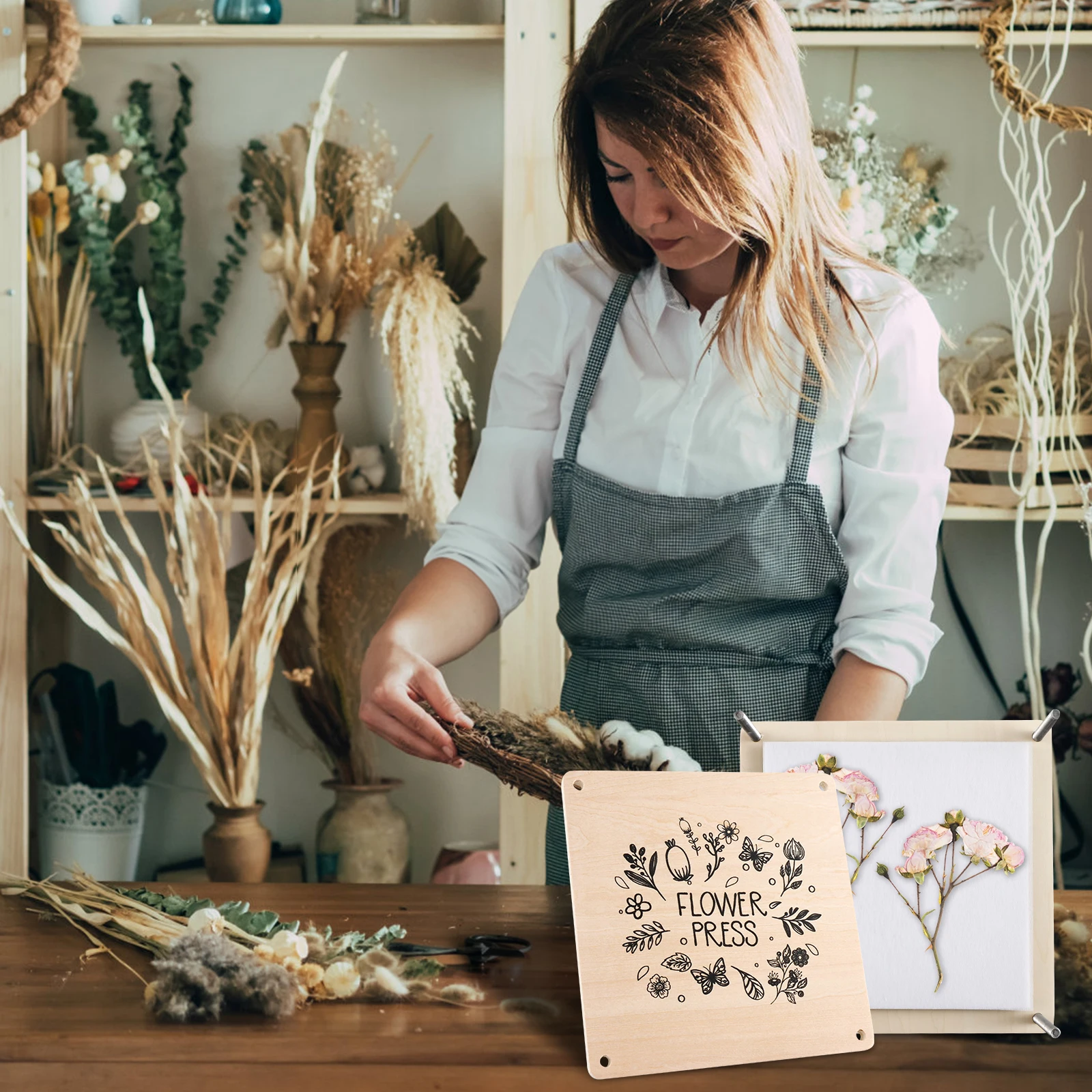 Flower Press Kit Wooden Professional Flower Leaf Press Kit DIY Pressed Flower Plant Preservation Kit Reusable Flower Press Kit