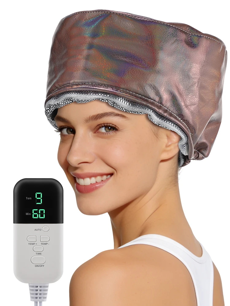 9 Temperaturstufen 5 Timer PU-Leder Haardampfkappe Wasserdichte Thermische Wärmekappe für Haarpflege zu Hause Styling-Werkzeuge Haarpflege-Spa-Mütze