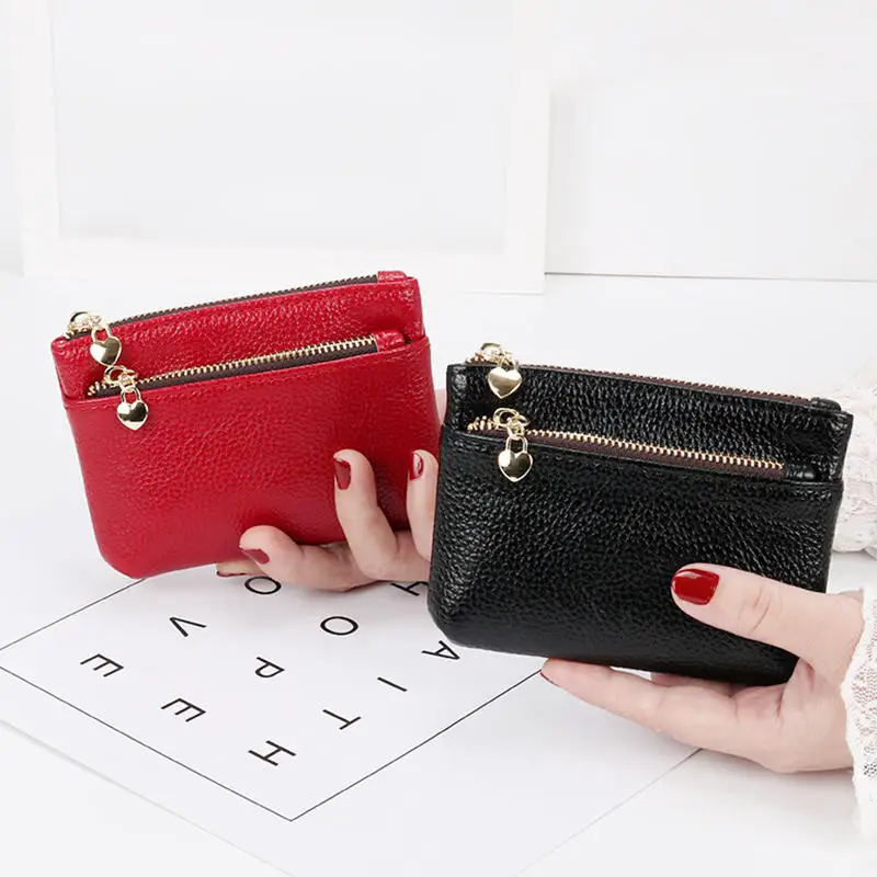 Leather Zipper Coin Purse Wallet – Compact Card Holder With Multiple Slots, Soft & Stylish For Daily Use