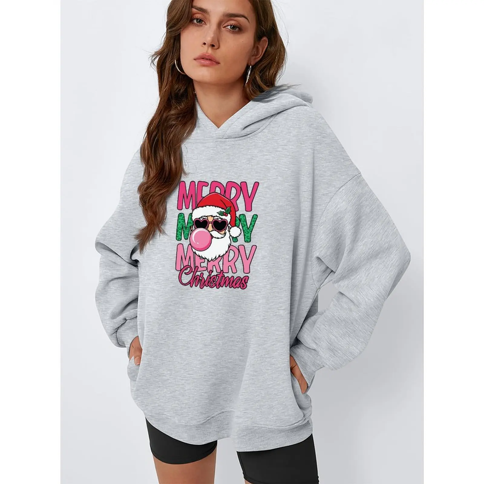 

2025 Fashion Sweatshirts Woman Winter Pullovers Casual Loose Top Oversized Hoodies Christmas Printed Comfort Long Sleeve Sweater