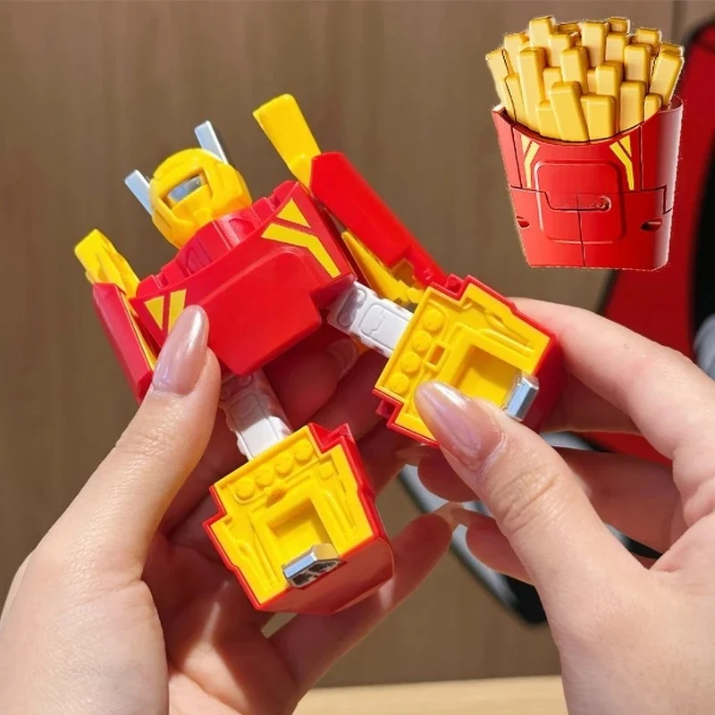 Modelo de juguete Mech transformable, Robot transformable de doble forma, juguete de simulación de helado, patatas fritas, hamburguesa, casa de juego, regalo sorpresa para niños