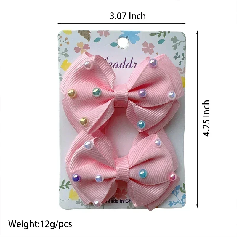 2Pcs Baby Solid Hair Bows Hair Clips Ribbon bow Hairpin for Girl Cheer Bowknot Barrettes Children Headwear Hair Accessories