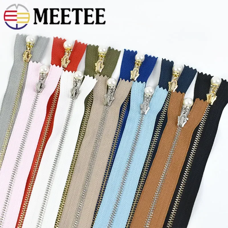 5/10Pcs Meetee 15-30cm 3# Metal Zipper Close-end Zips for Bags Clothing Reapir Kit Sewing Wallet Purse Zip DIY Craft Accessories