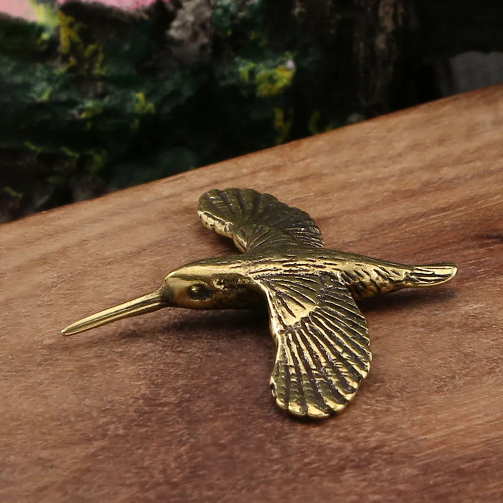 Copper Hummingbird Brass Bird Sculpture Vintage Feng Shui Decoration for Bedroom Office Living Room Garden Display Ornament