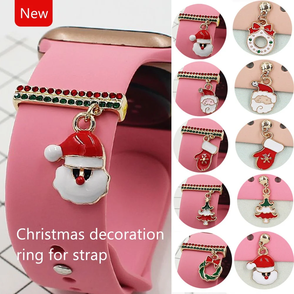 Anello decorativo per Apple Watch Band Serie 10 9 7 6 se 8 Cinturino in silicone Decorazione natalizia correa Galaxy watch 4 5 Pro 6 7