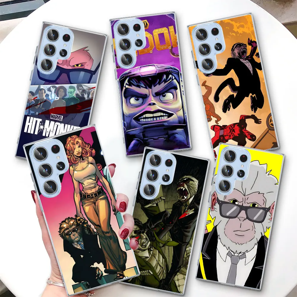 Super Hero Hit Monkey Phone Case for Samsung Galaxy S20 FE S23 S24 S10 Lite S22 S21 Ultra S10e S9 Plus S8 Transparent TPU Cover