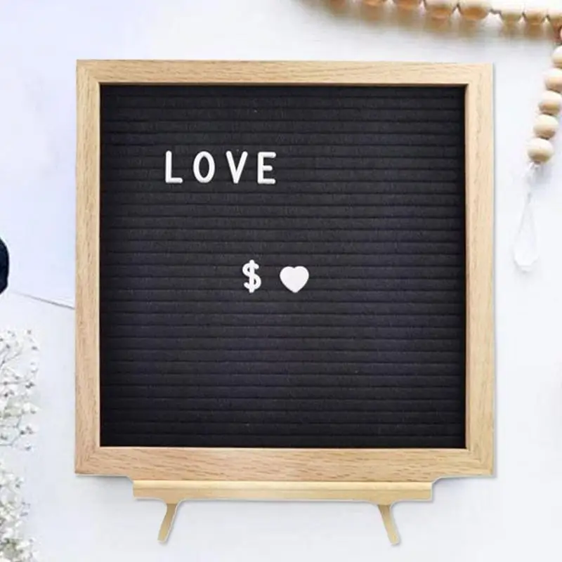 Letter Board Sign Wooden Felt Tabletop Chalkboard Decorative Changeable Letter Board For School Classroom Nursery Restaurant