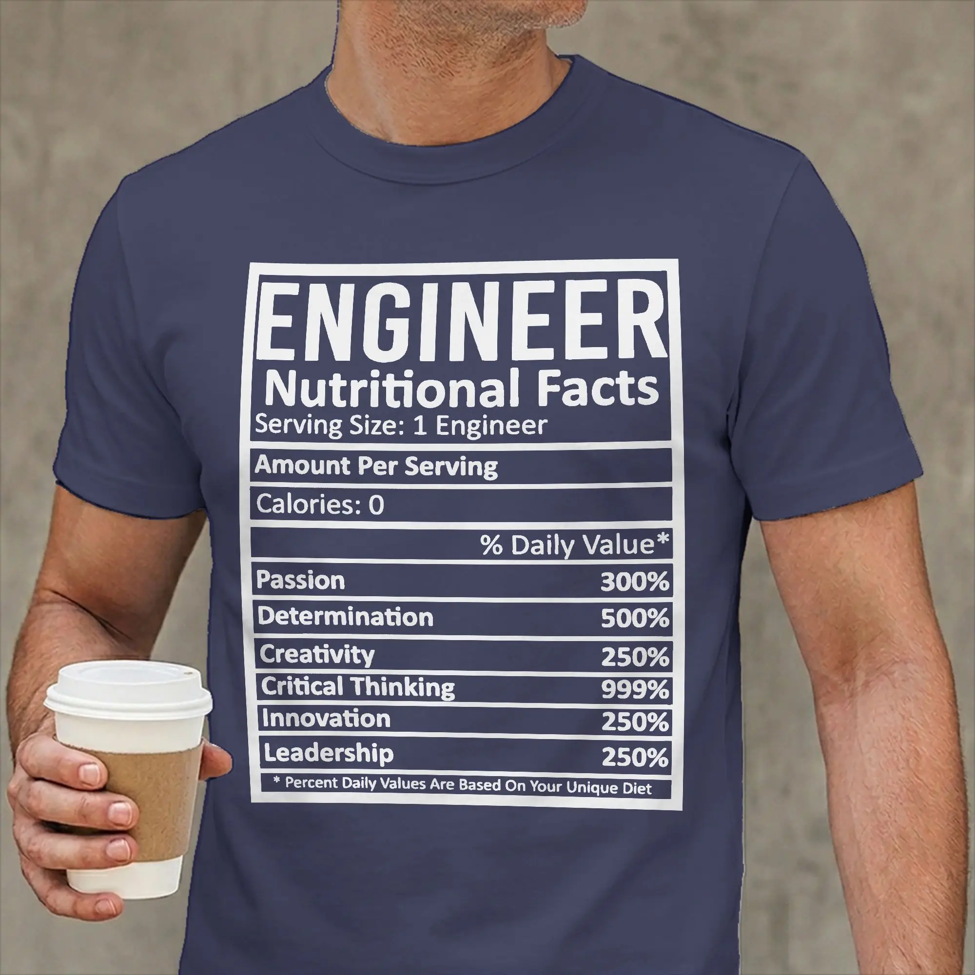 Engineer Nutritional Facts Men T Shirt Engineering Programmer Tee Shirt Short Sleeve Round Collar T-Shirt Pure Cotton Clothing