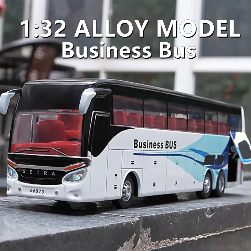 

Luxury Electric Airport Business Bus Alloy Car Model Diecast Simulation Metal Toy City Tour Bus Model Sound and Light Gifts