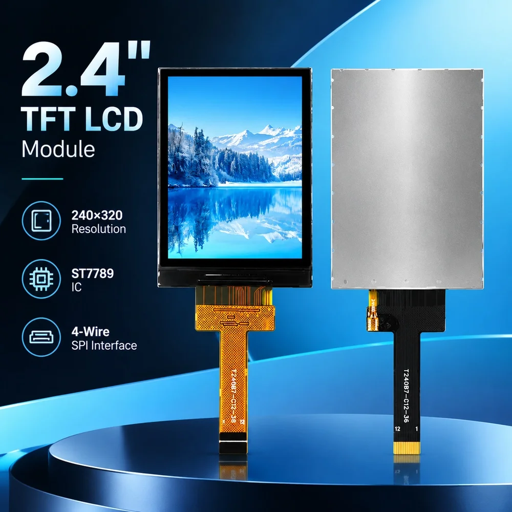 2.4 Inch TFT LCD Module Color Screen 4-Wire SPI Interface ST7789 IC High-Definition 240×320 Resolution 12Pin 10Pin