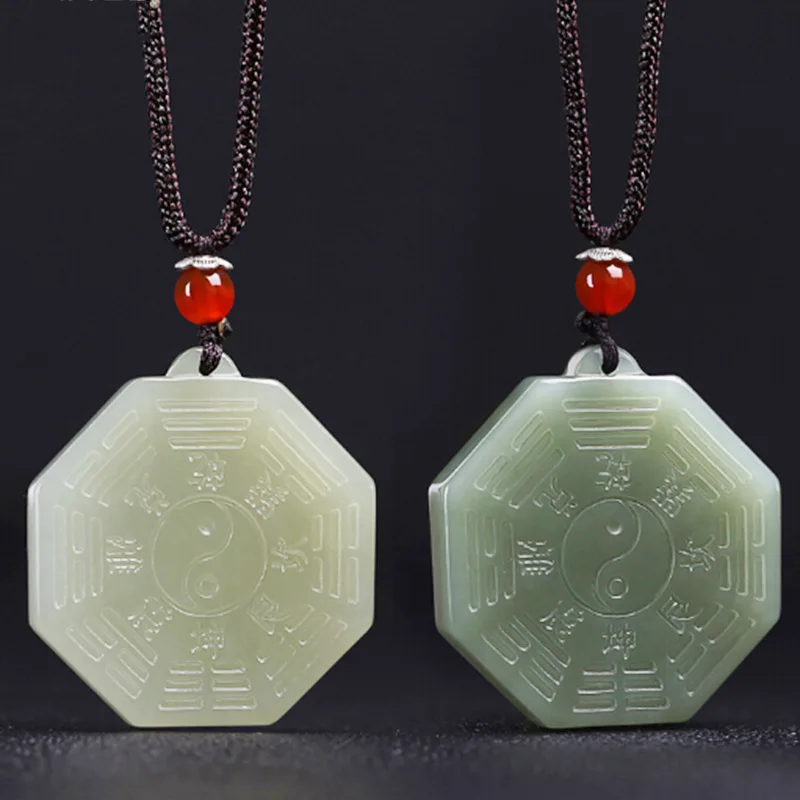 

Hetian Qing Bagua Jade Car Hanging Pendant Lake Green Ruyi Carving