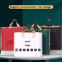 50pcs Customized Logo Tote Bags Gold Edge Colorful Party Favor Bags Clothing Packaging Shopping Bags Printed Logo