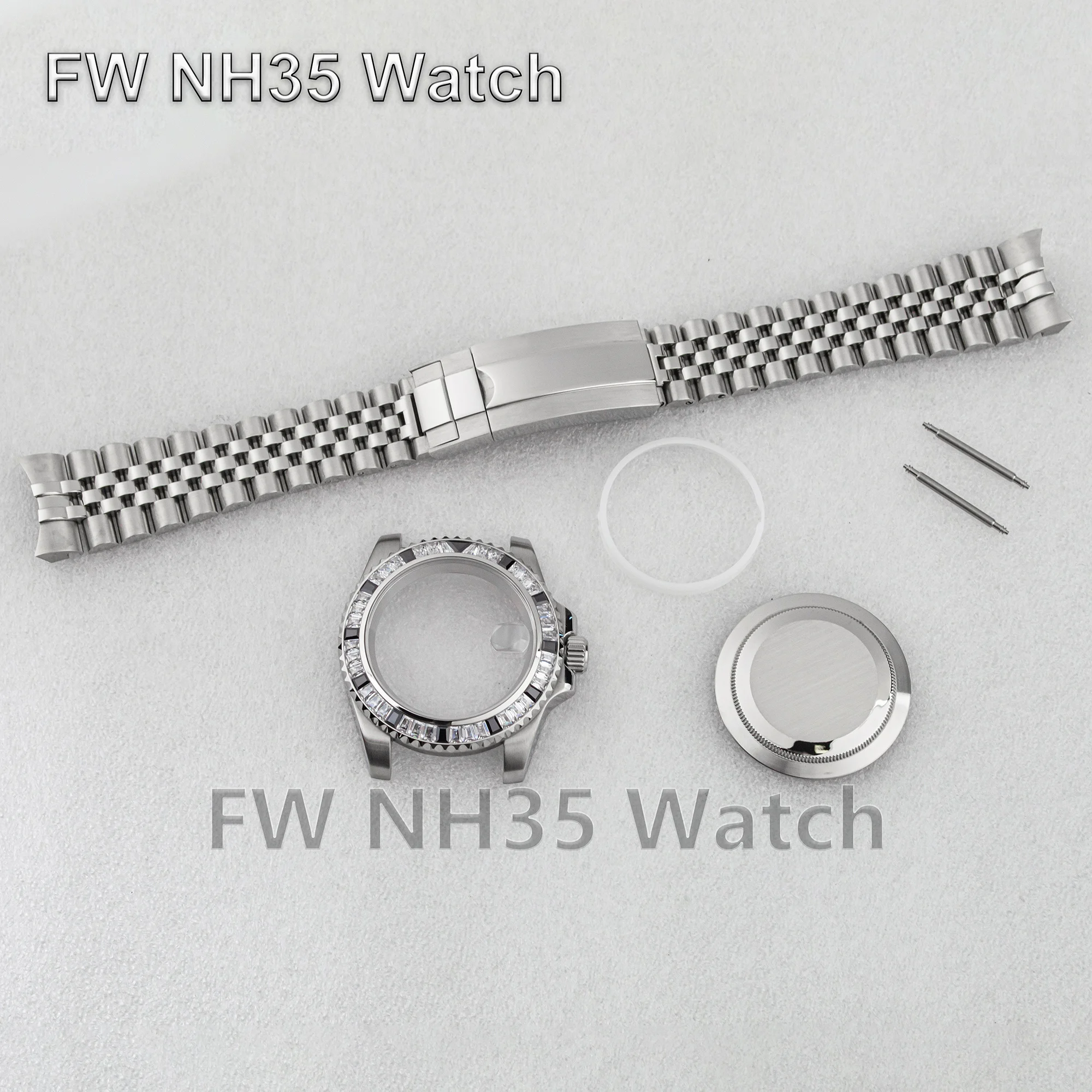 40 mm Uhrengehäuse, Jubilee-Armband, Saphirglas, wasserdichtes Diamantgehäuse, Edelstahl-Uhrenarmband für Mod SUB GMT NH35/36 Uhrwerk