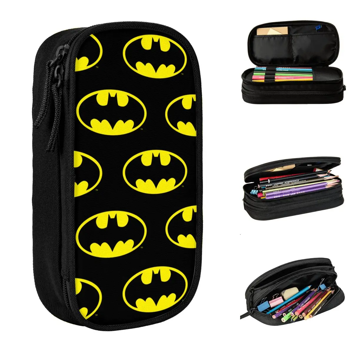 Bated Man Symbol Bat Logo Pencil Cases Cartoon Character Pencil Box Pen for Girl Boy Big Capacity Bag Students School Stationery