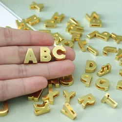 50PC/lot Hole 8MM 10mm Plain Slide Letter Golden A-Z Alphabet Slide Charms Fit For diy Keychains Pet Collar bracelet making