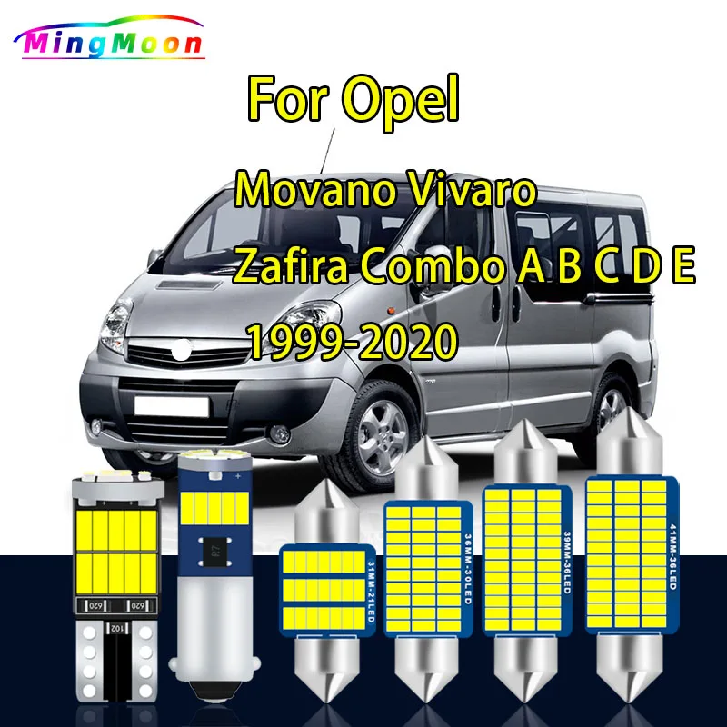 LED Bulb Interior Roof Light Kit For Opel Movano Vivaro Zafira Combo A B C D E 1999-2016 2017 2018 2019 2020 Map Dome Trunk Lamp