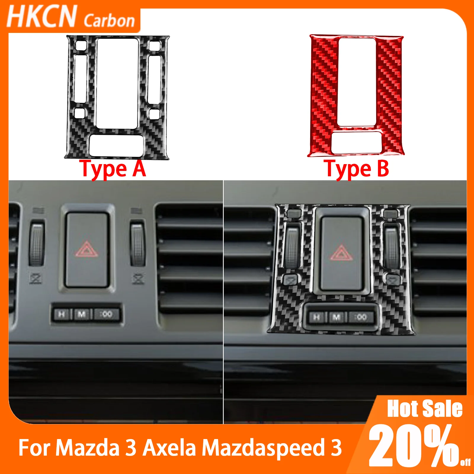 

For Mazda 3 Axela Mazdaspeed 3 2010—2013 Carbon Fiber Emergency Warning Light Panel Car Accessories Interior Cover Trim Sticker