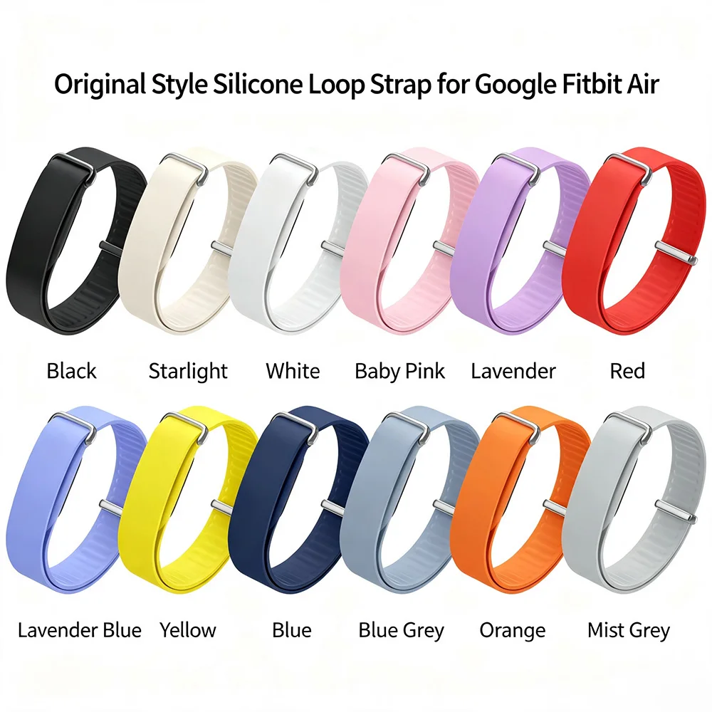 Silicone Watch Strap for Google Fitbit Air Light Sweatproof Silicone Replacement Band with Sliding Buckle for Google Fitbit Air