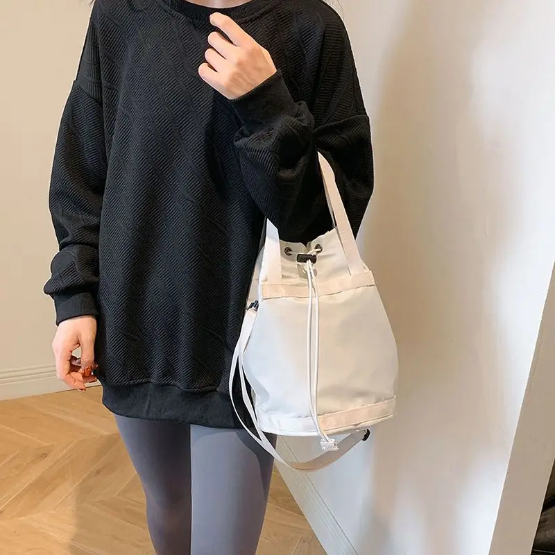 

Crossbody Bag Artsy Casual Simple Portable Bag Drawstring Nylon Commuter Hand Bill Shoulder Bucket Bag