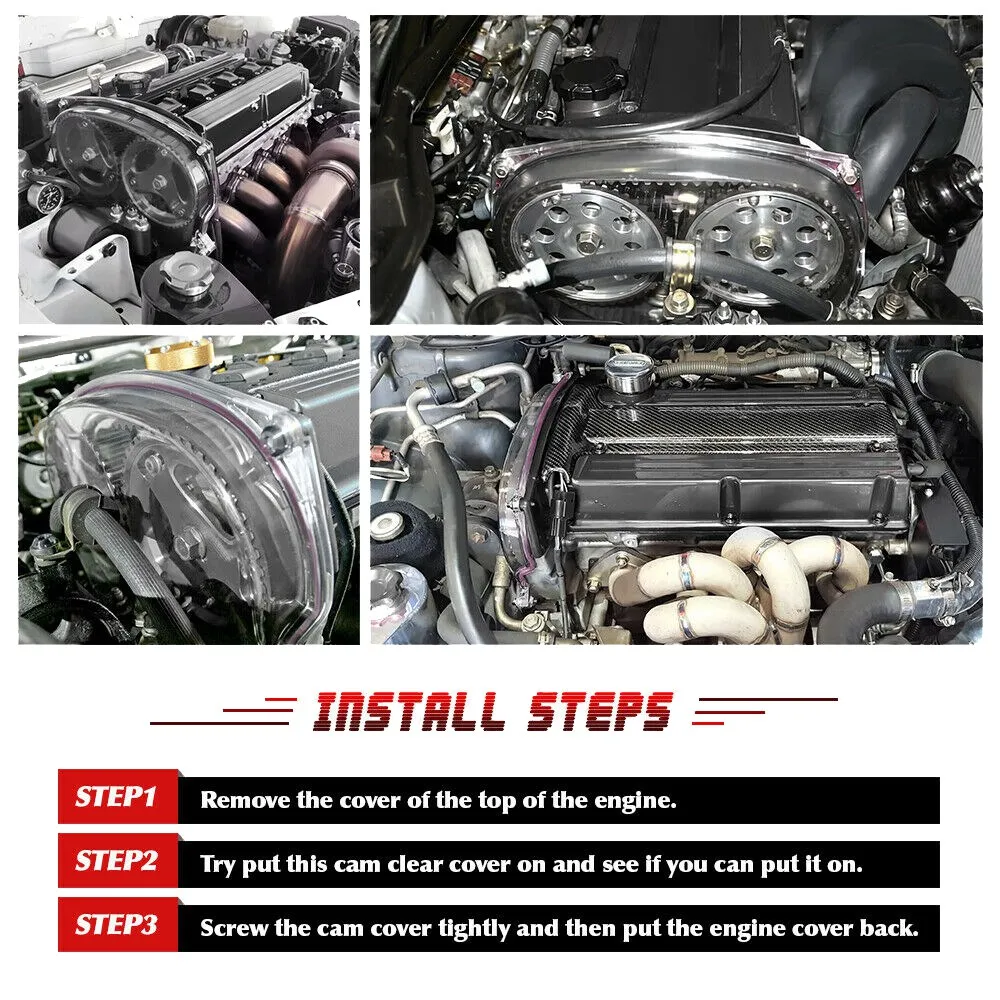 

Clear Cam Gear Timing Belt Cover Turbo Cam Pulley For Mitsubishi DSM Evolution Lancer 4G63 Engine EVO 4 5 6 7 8-AU62