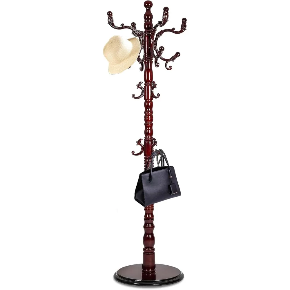 

Coat Racks freestanding, High-grade Wooden Tree Coat Rack, Coat Rack Stand With 14 Hooks & Stable Disc Base, For such as coats,