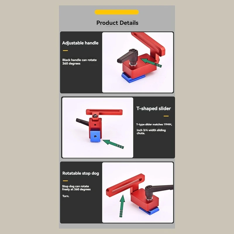 Stop -Miter Track Jig, T Track, Stops nights with Lock, Standard T Track Calcular Working Tools, 30 Type