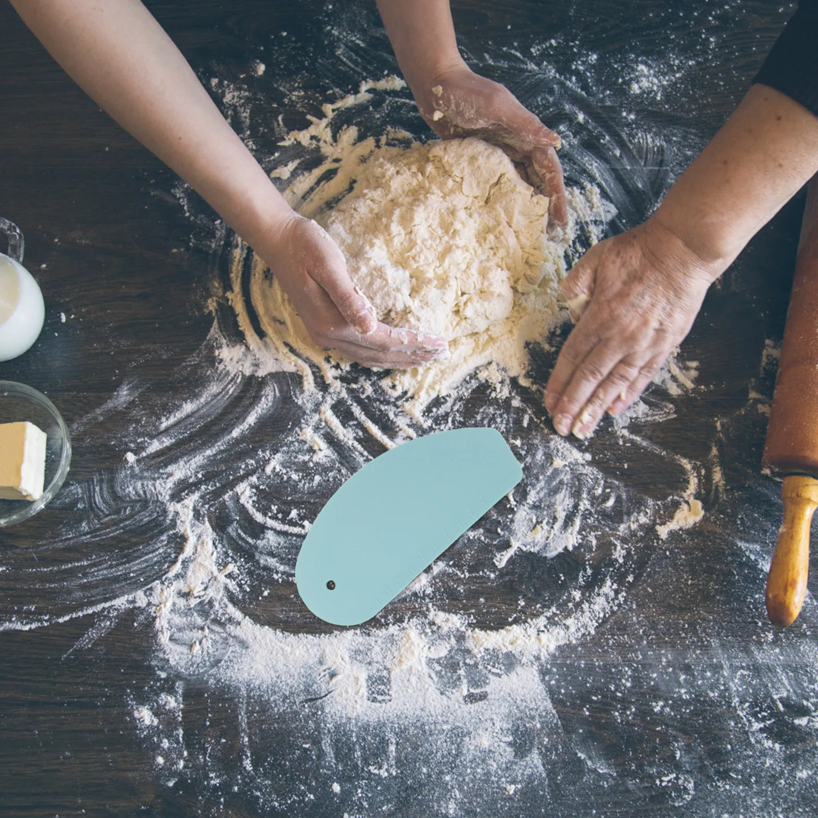 3Pcs Silicone Dough Scraper Heavy-Duty Flexible Scraper for Flour Removal Dough Portioning Pizza Slicing Bakery Coffee Shop
