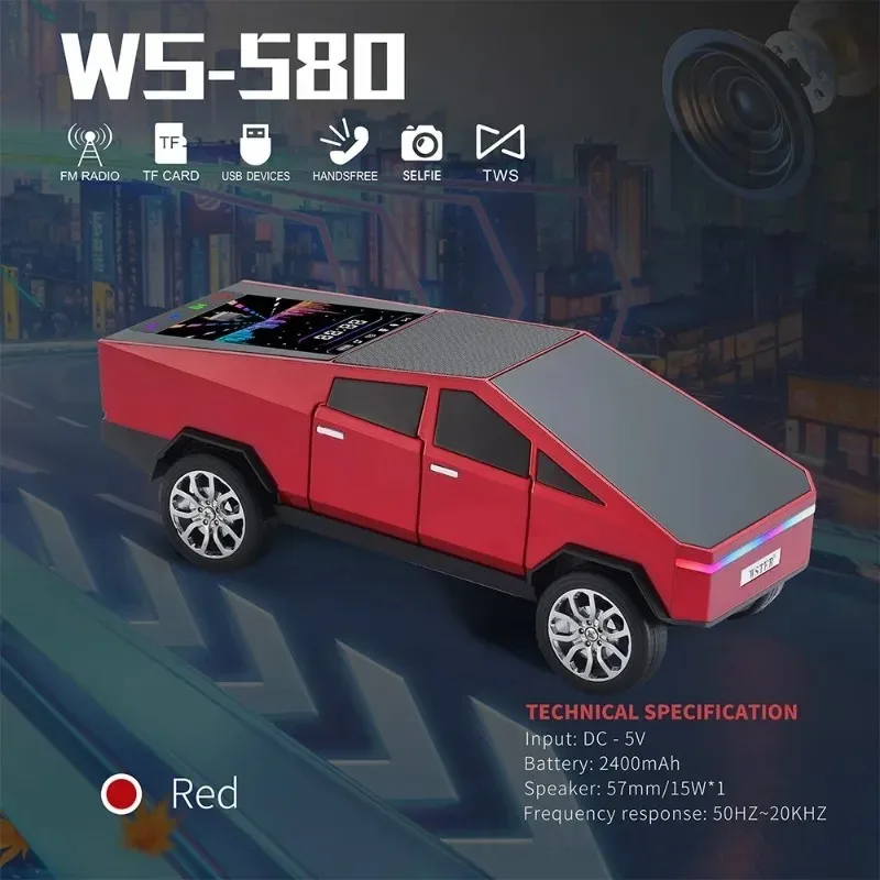 Cybertruck Wireless Bluetooth Speakers with LED Lights and USB