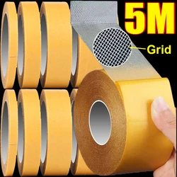 5M Mesh High Viscosity Tape Strong Fixation Double Sided Cloth Base Tapes Waterproof Traceless Glass Grid Fiber Adhesive Tapes