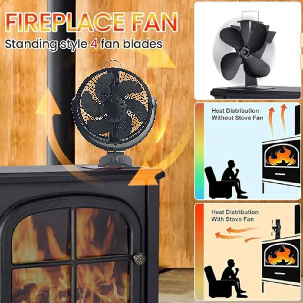 6-Blade Heat Powered Stove Fan For Wood Log Burner Fireplace Quiet Environmental Fan Heater Tool Heat Distribution 205*90*250mm