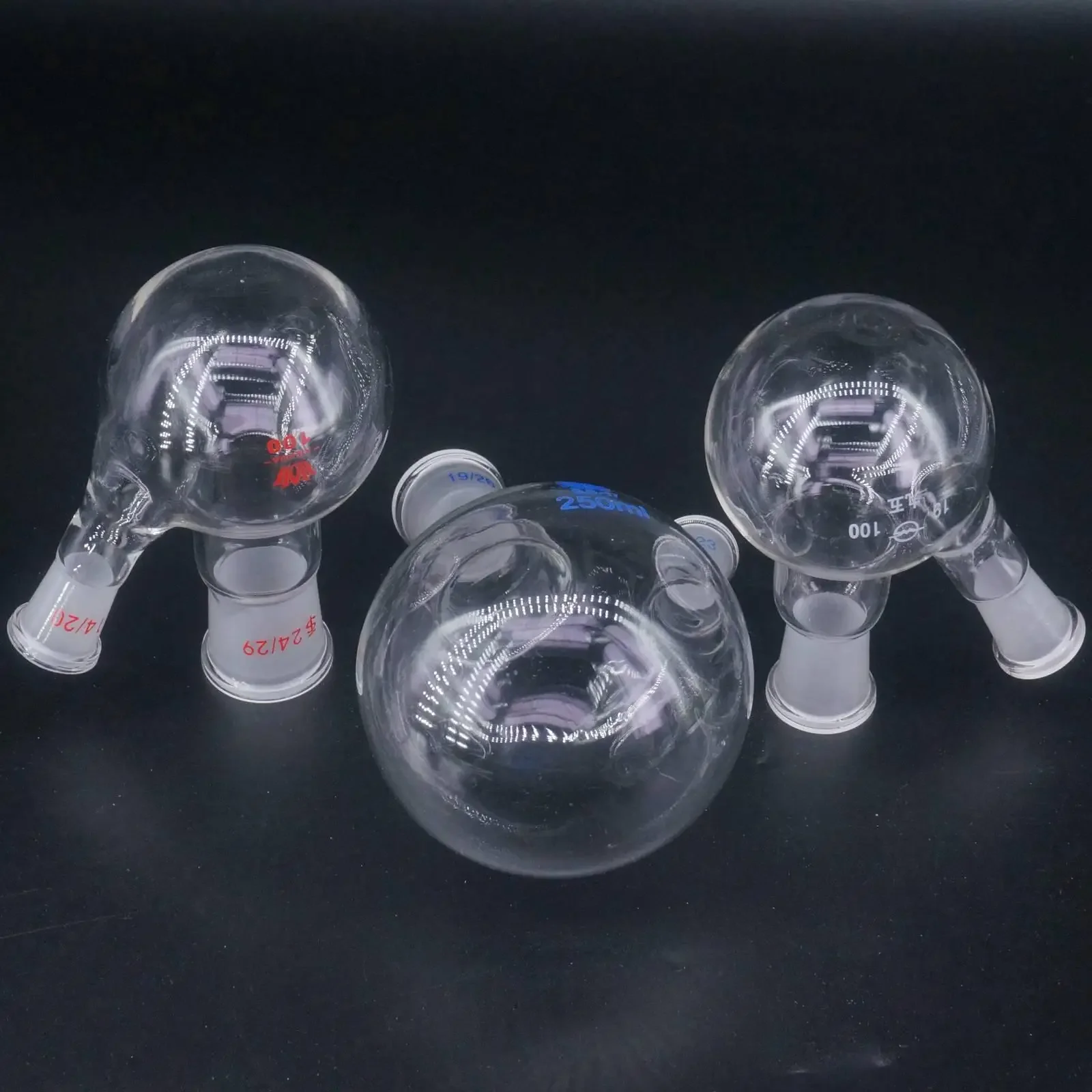 10/25/50/100/150/250ml 14/23 19/26 24/29 Central/Branch Joint Borosilicate Glass 2-neck Round Bottom Lab Boiling Flask