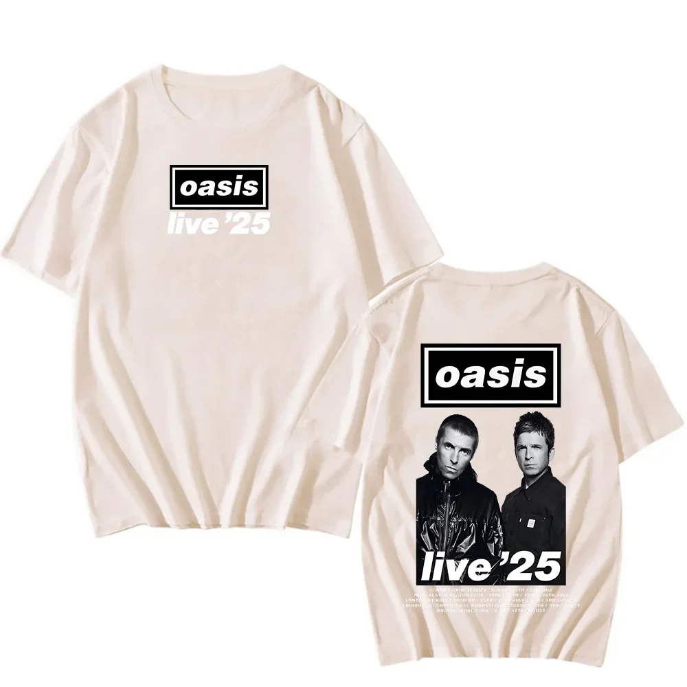 2025 OasissBand Tour T-shirts Fan Gifts Two Sides Classic T-Shirt Men\'s Women Cotton Tee-shirt Short Sleeves O-neck Tees Tops