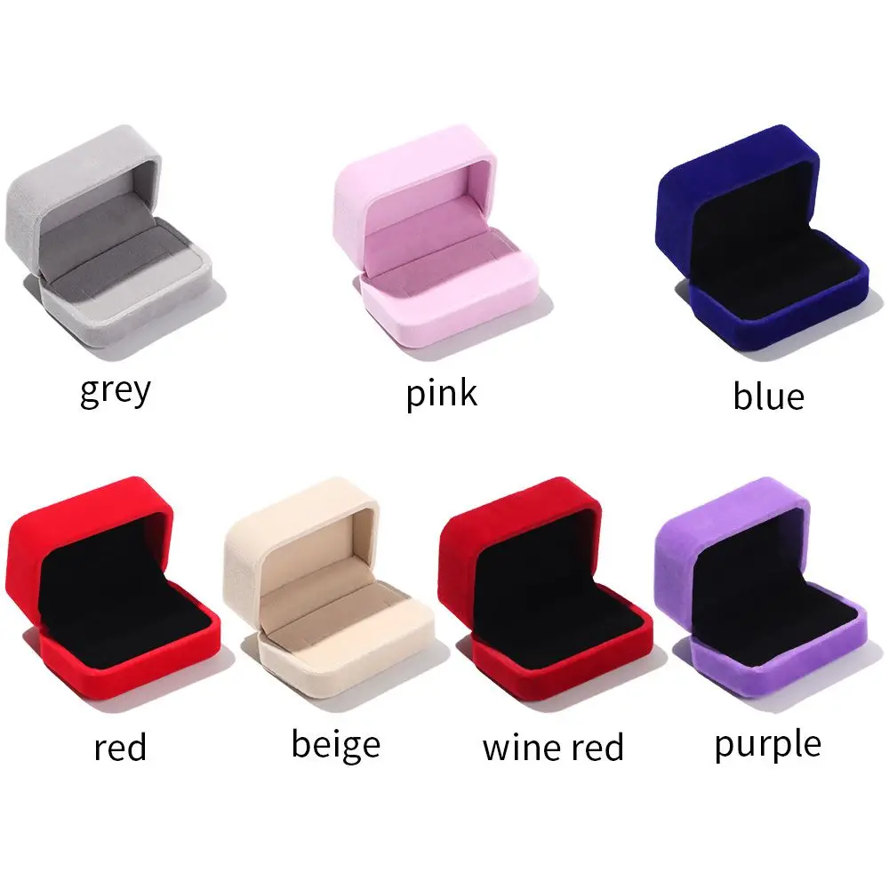 High-quality Exquisite Square Display Box Velvet Jewelry Case Couple Double Ring Box Storage Box