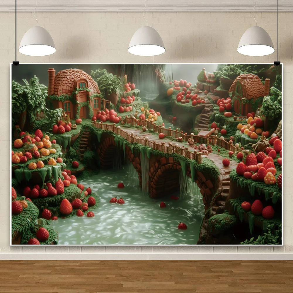 مزرعة بستان الميدان المشهد خلفية الأطفال في الهواء الطلق حفلة عيد ميلاد كعكة الجدول خلفية أبل الفراولة صور استوديو الدعائم