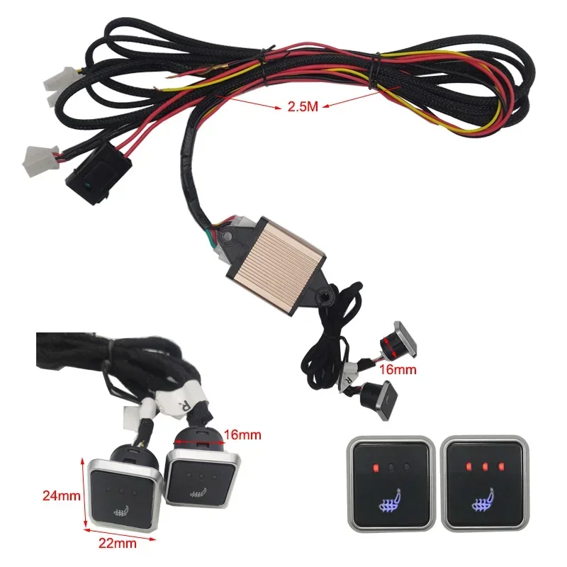 Car Seat Heater Universal 12V Alloy Wire Fast Heating Heat Pads 3 Levels Dual Square Control Switch With Harness Winter Warmer