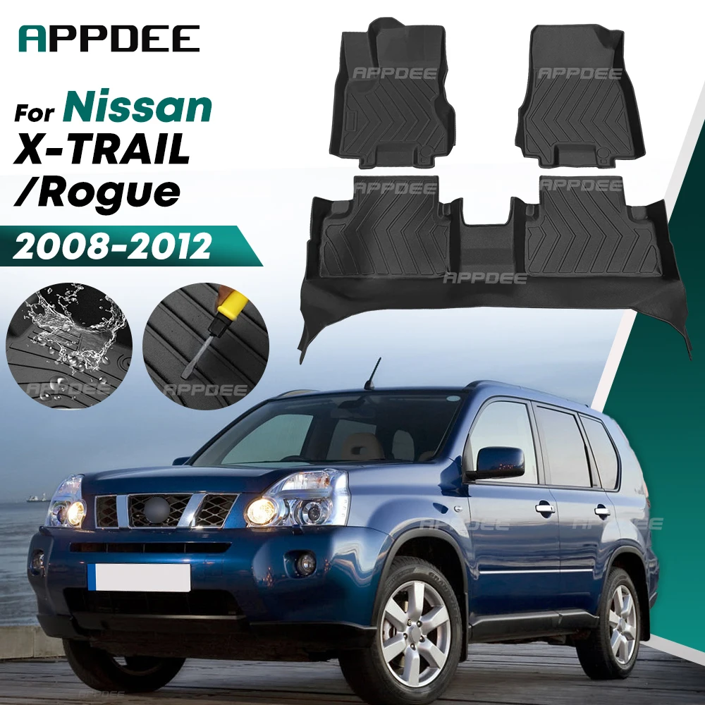 Für Nissan X-TRAIL/Rogue 2008-2012 2011 2010 2009 Maßgefertigte Allwetter-TPE-Fußmatten Teppichabdeckung Auto-Innenausstattung Zubehör