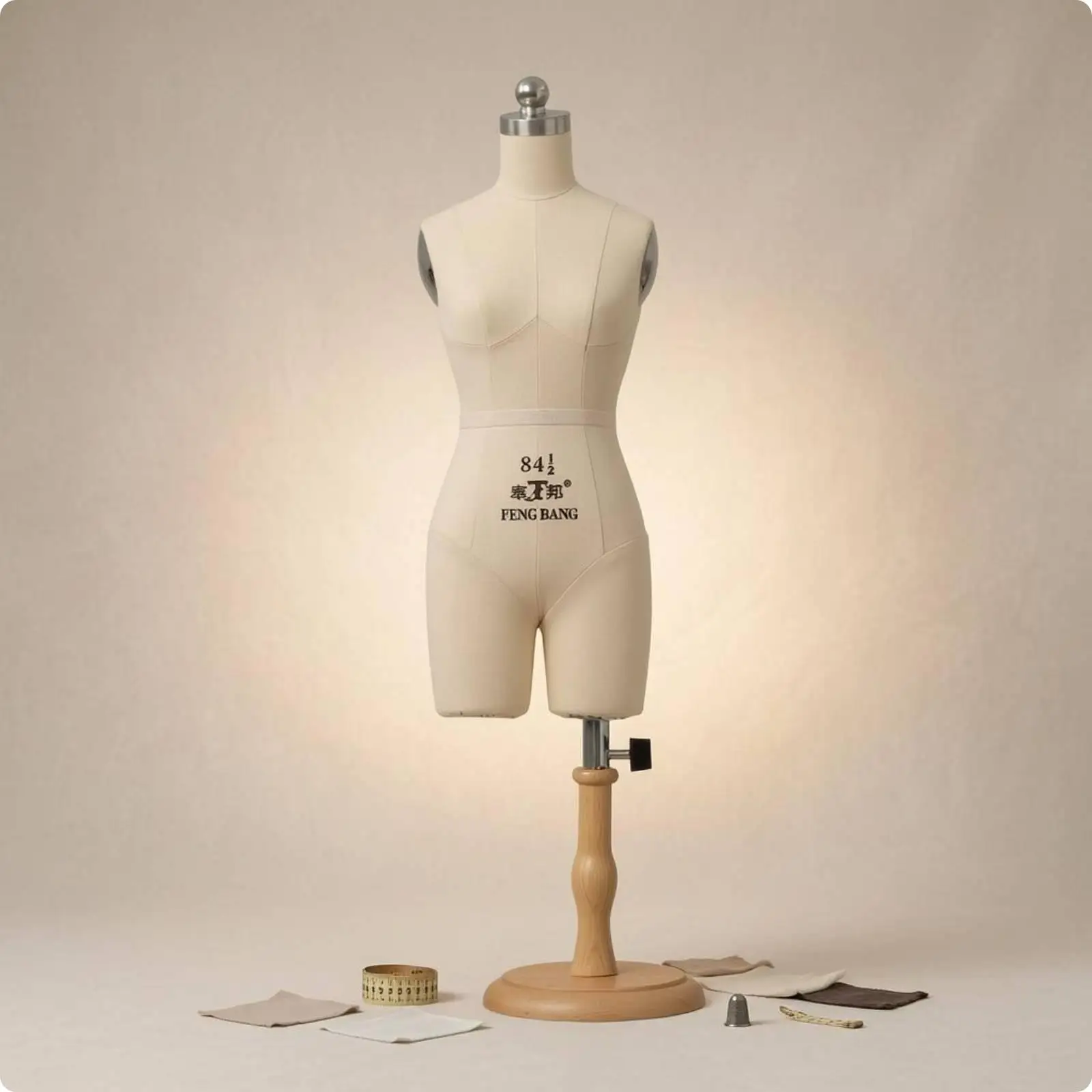 Pinnable Female Torso Mannequin Stand for Sewing and Clothing Display with Linen Cover and Metal Support
